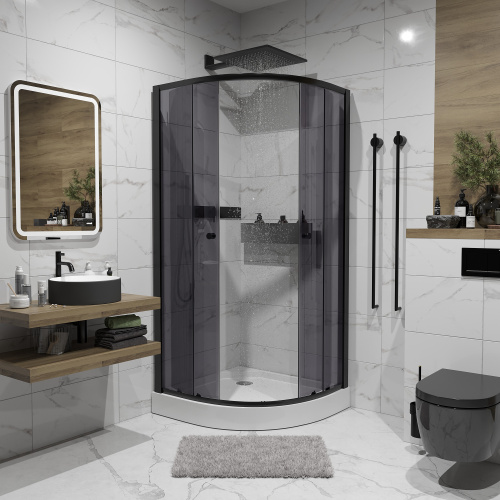 Душевой уголок Niagara Eco _0031432T 80х80 стекло тонированное профиль черный с поддоном - фото 3